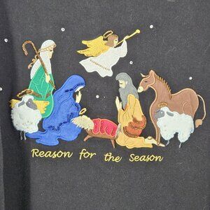 Quacker Factory Sweatshirt Womens 1X Nativity Christmas Holiday Beaded Xmas
